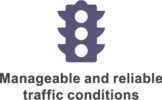 Manageable and reliable traffic conditions icon.