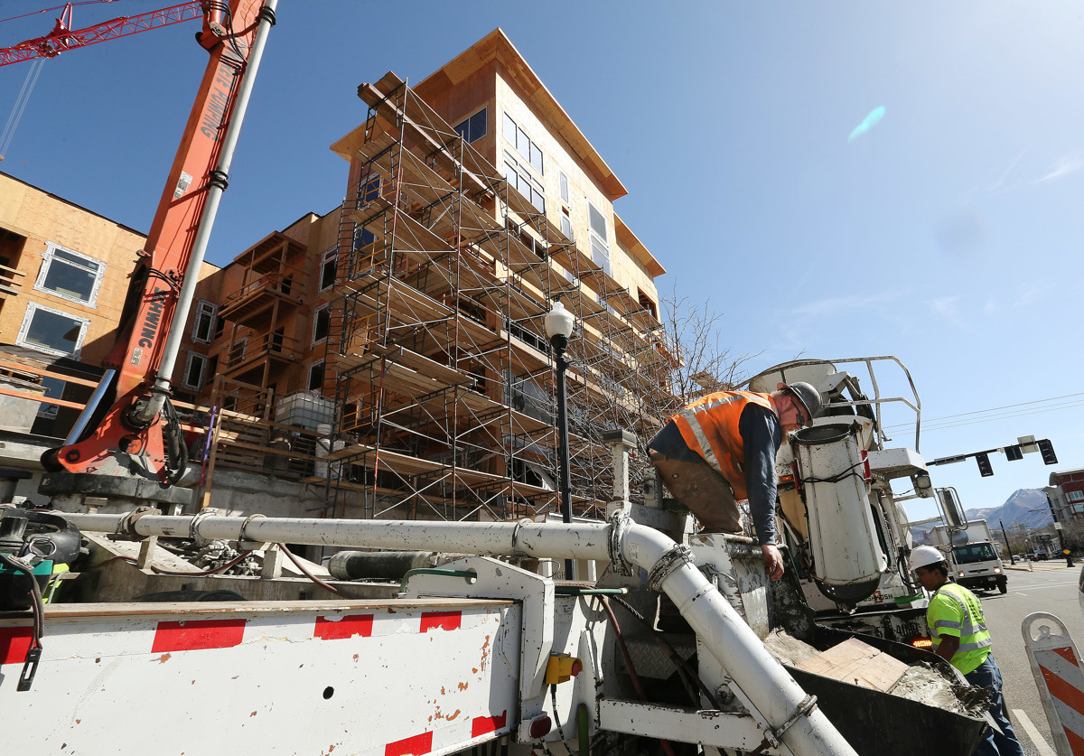 Housing construction on 400 South and 400 East in Salt Lake City. Photo courtesy of Jeffrey Allred via the Deseret News.